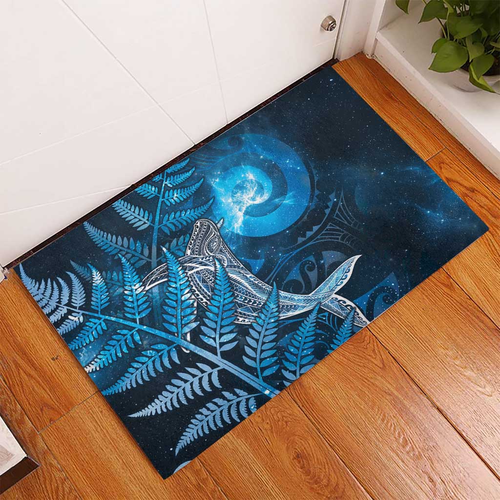 New Zealand Matariki Rubber Doormat Maori Koru With Humpback Whale Blue LT05 - Polynesian Pride