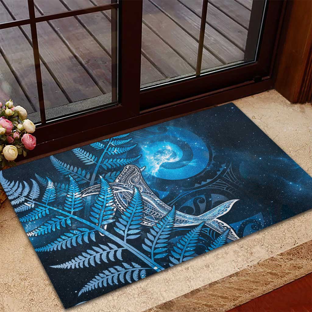 New Zealand Matariki Rubber Doormat Maori Koru With Humpback Whale Blue LT05 - Polynesian Pride