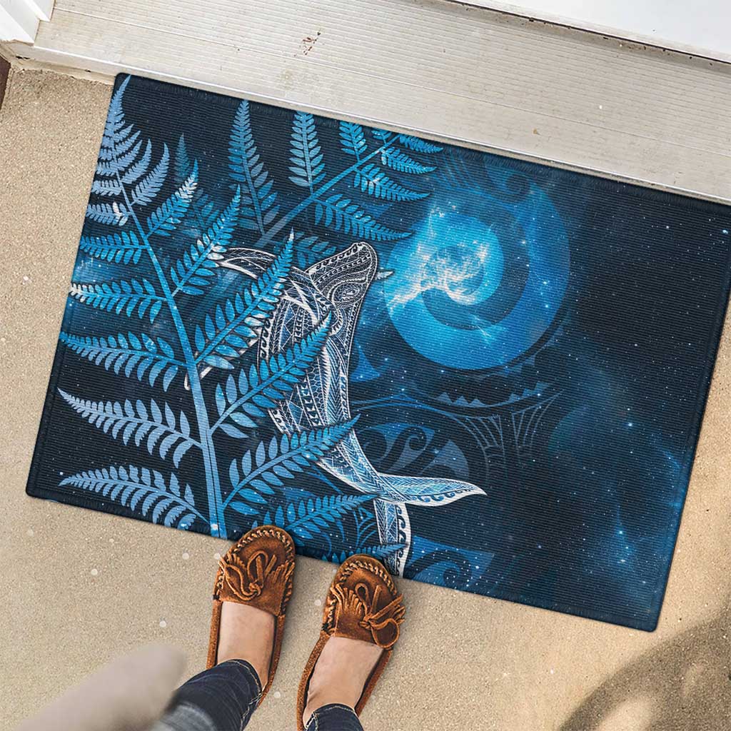 New Zealand Matariki Rubber Doormat Maori Koru With Humpback Whale Blue LT05 - Polynesian Pride