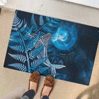New Zealand Matariki Rubber Doormat Maori Koru With Humpback Whale Blue LT05 - Polynesian Pride
