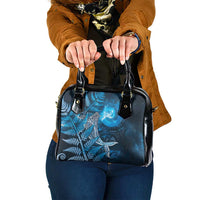 New Zealand Matariki Shoulder Handbag Maori Koru With Humpback Whale Blue LT05 One Size Blue - Polynesian Pride