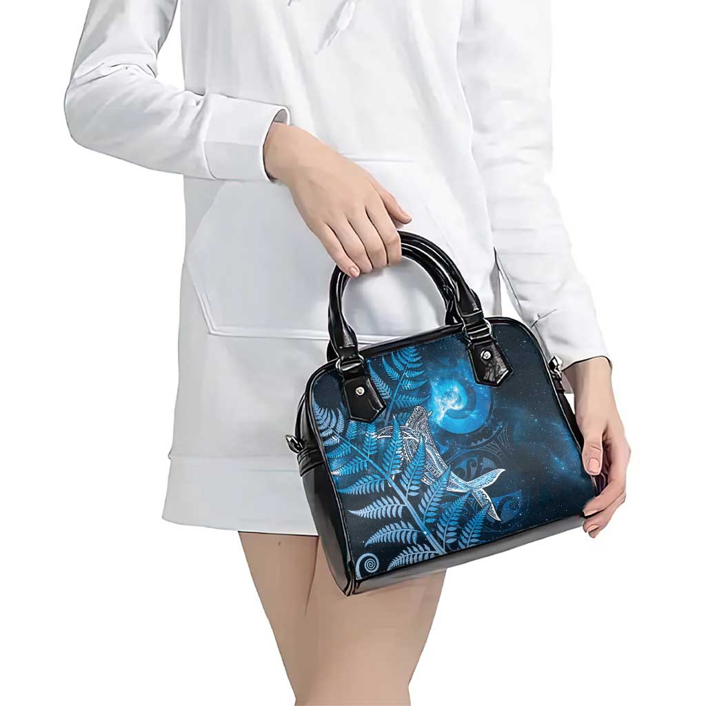 New Zealand Matariki Shoulder Handbag Maori Koru With Humpback Whale Blue LT05 - Polynesian Pride