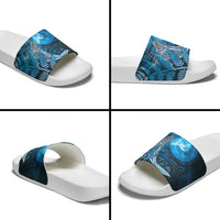 New Zealand Matariki Slide Sandals Maori Koru With Humpback Whale Blue LT05 - Polynesian Pride