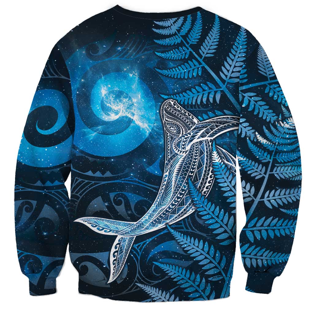 New Zealand Matariki Sweatshirt Maori Koru With Humpback Whale Blue LT05 - Polynesian Pride