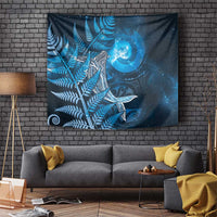 New Zealand Matariki Tapestry Maori Koru With Humpback Whale Blue LT05 Blue - Polynesian Pride