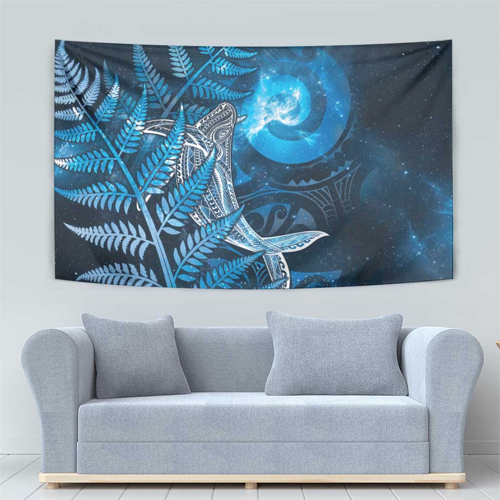 New Zealand Matariki Tapestry Maori Koru With Humpback Whale Blue LT05 - Polynesian Pride