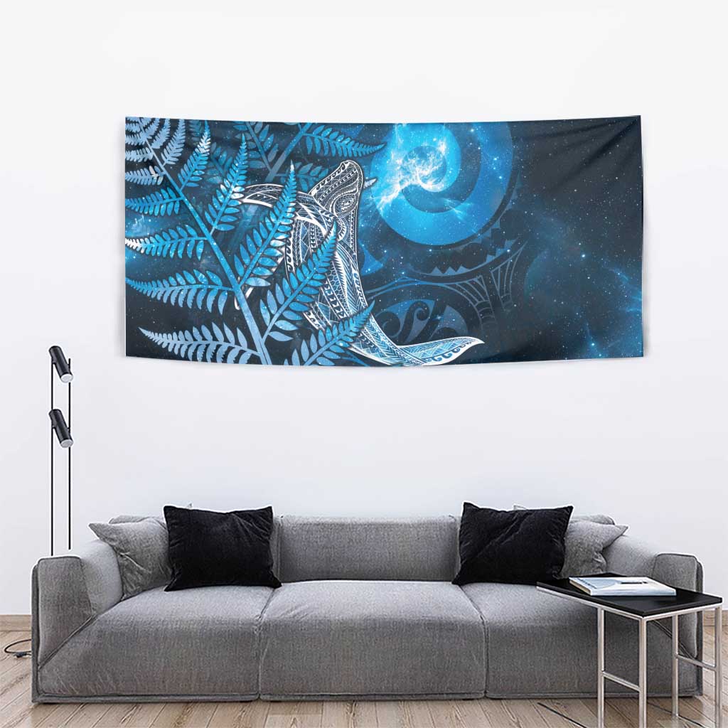 New Zealand Matariki Tapestry Maori Koru With Humpback Whale Blue LT05 - Polynesian Pride
