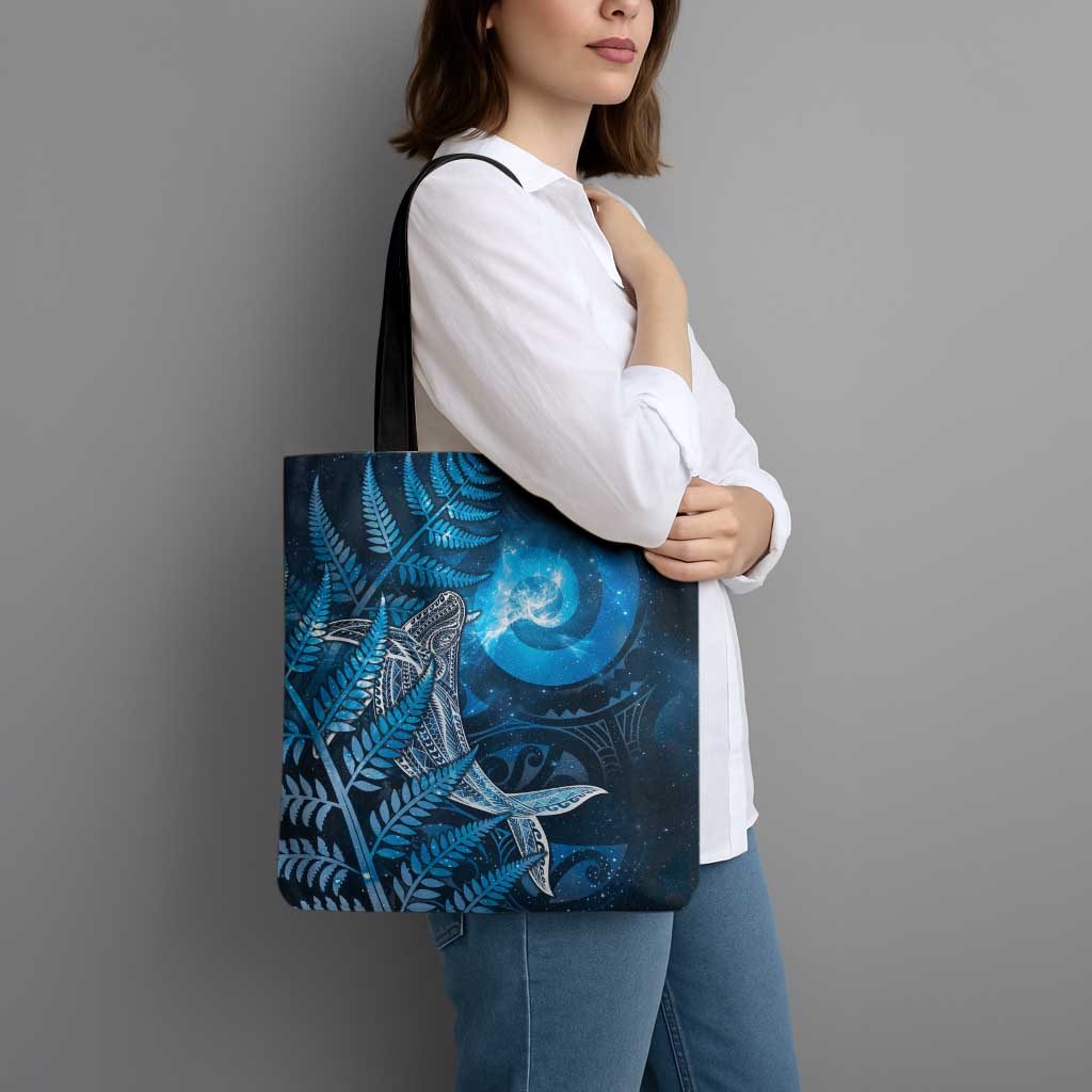 New Zealand Matariki Tote Bag Maori Koru With Humpback Whale Blue LT05 - Polynesian Pride