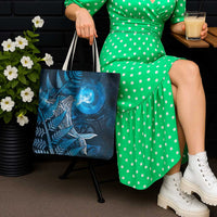 New Zealand Matariki Tote Bag Maori Koru With Humpback Whale Blue LT05 - Polynesian Pride