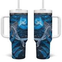 New Zealand Matariki Tumbler With Handle Maori Koru With Humpback Whale Blue LT05 One Size: 40 oz Blue - Polynesian Pride