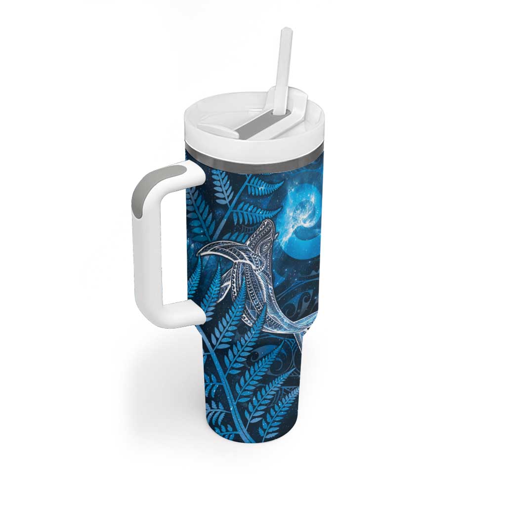 New Zealand Matariki Tumbler With Handle Maori Koru With Humpback Whale Blue LT05 - Polynesian Pride