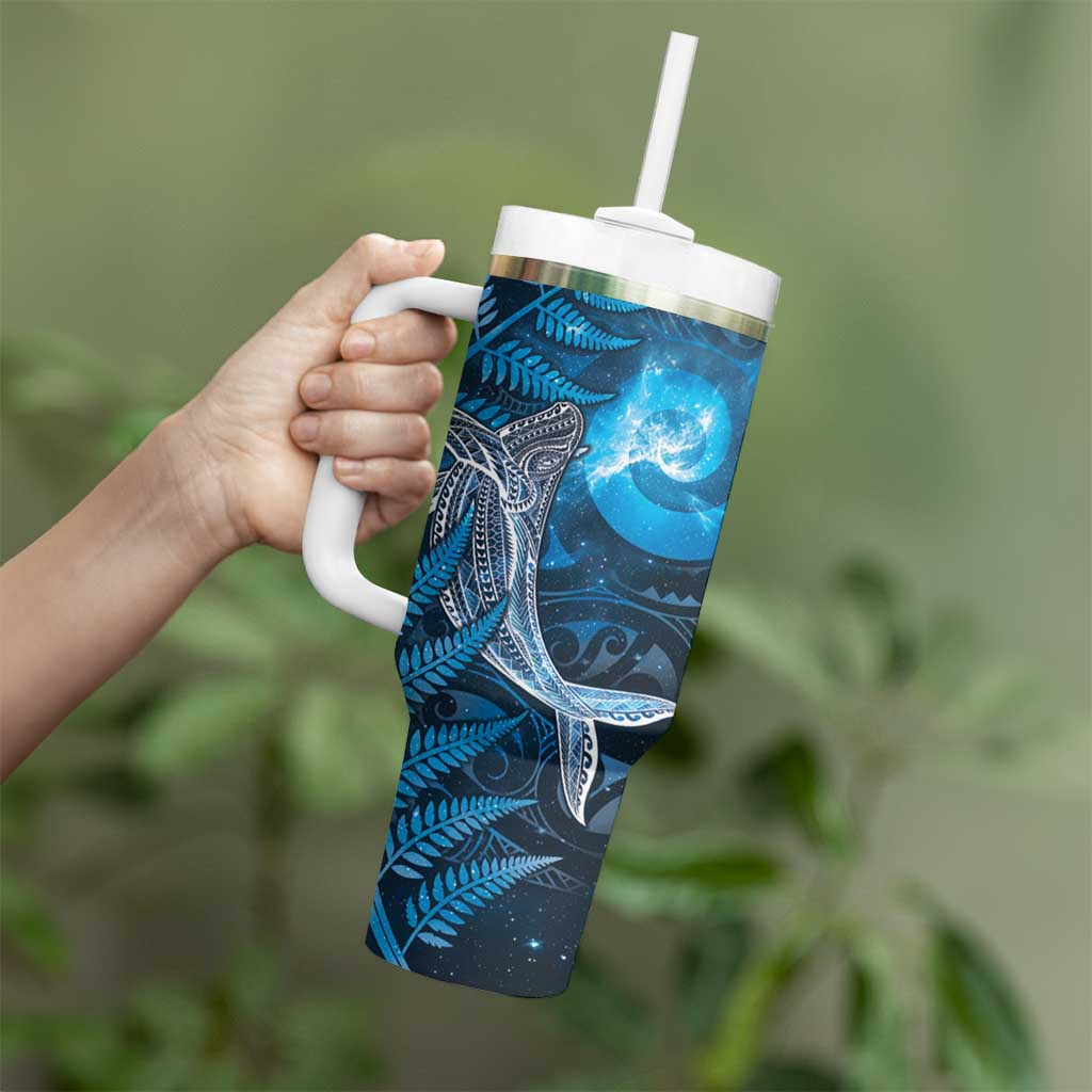 New Zealand Matariki Tumbler With Handle Maori Koru With Humpback Whale Blue LT05 - Polynesian Pride