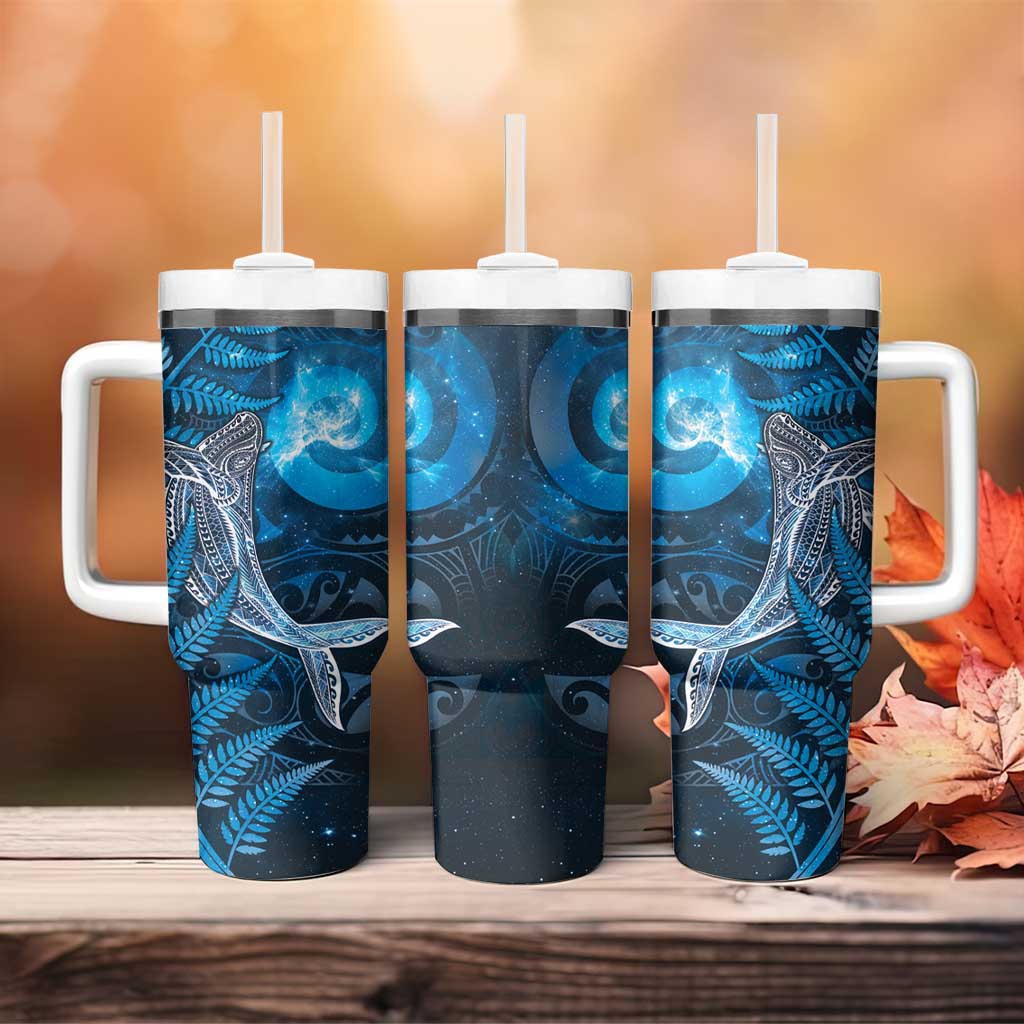 New Zealand Matariki Tumbler With Handle Maori Koru With Humpback Whale Blue LT05 - Polynesian Pride