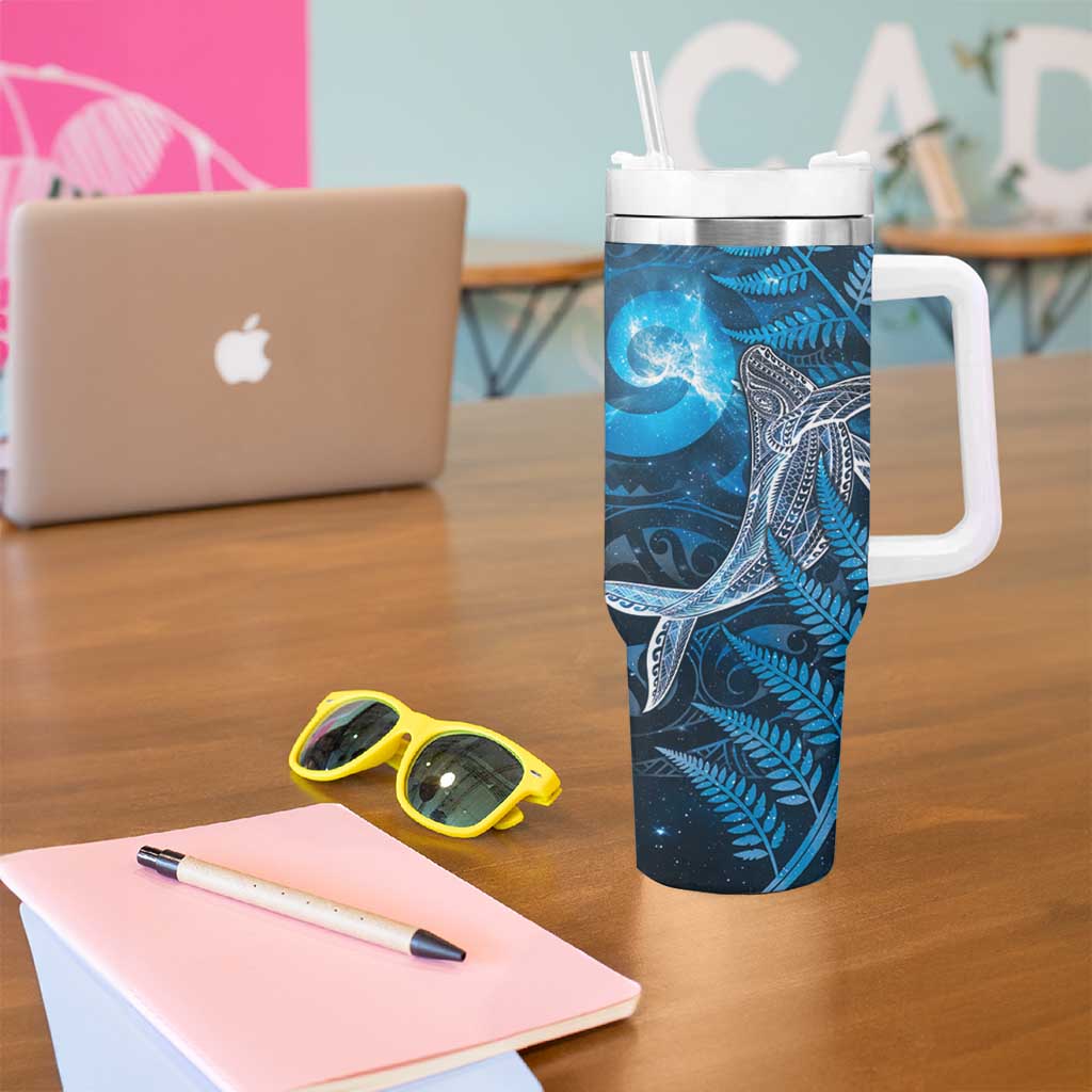 New Zealand Matariki Tumbler With Handle Maori Koru With Humpback Whale Blue LT05 - Polynesian Pride