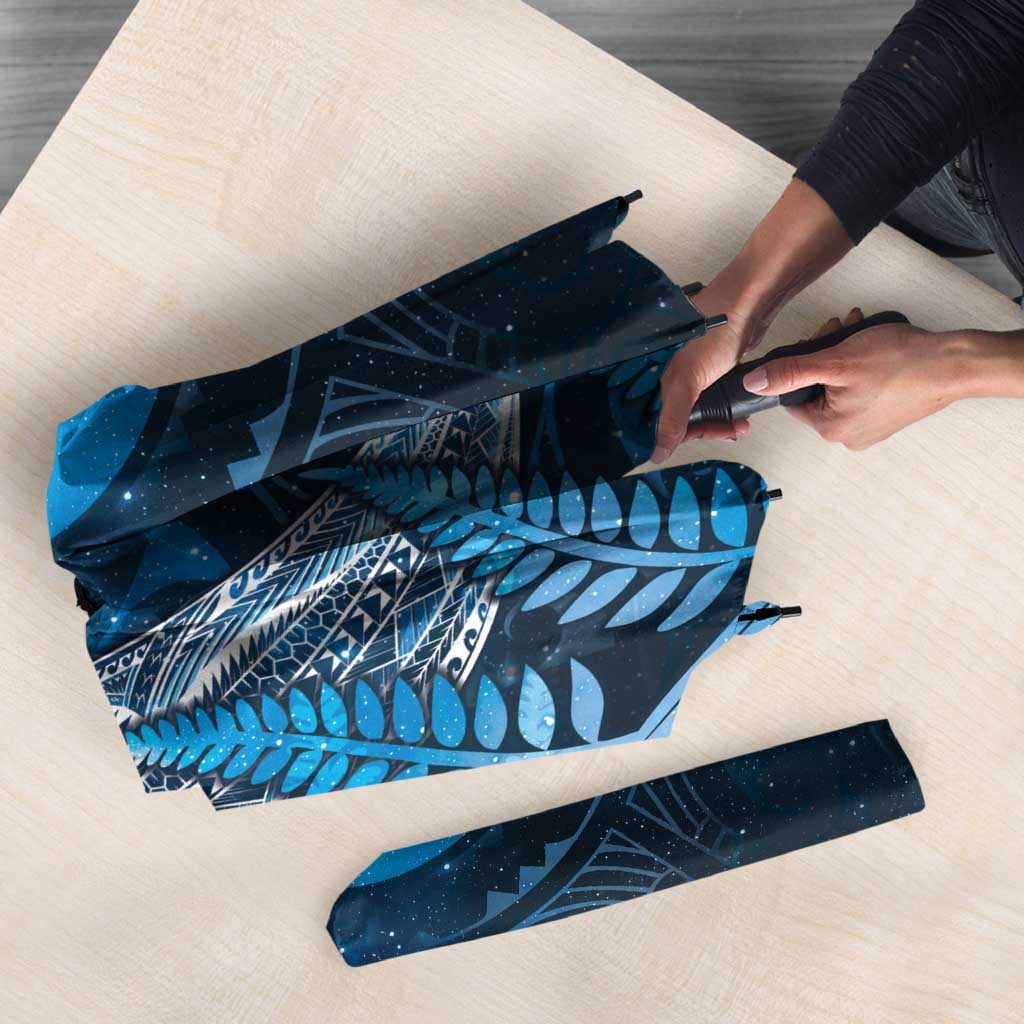 New Zealand Matariki Umbrella Maori Koru With Humpback Whale Blue LT05 - Polynesian Pride
