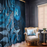 New Zealand Matariki Window Curtain Maori Koru With Humpback Whale Blue LT05 - Polynesian Pride