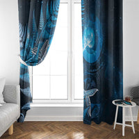 New Zealand Matariki Window Curtain Maori Koru With Humpback Whale Blue LT05 - Polynesian Pride