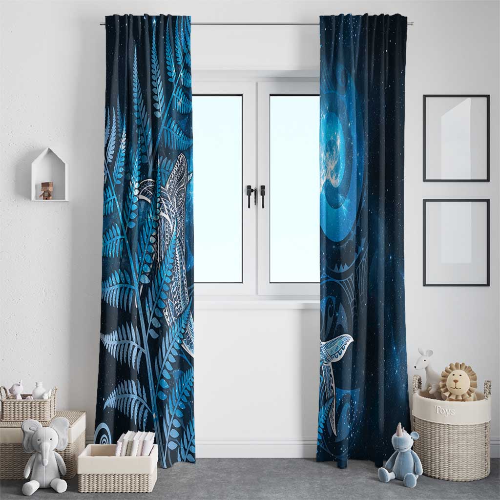 New Zealand Matariki Window Curtain Maori Koru With Humpback Whale Blue LT05 - Polynesian Pride