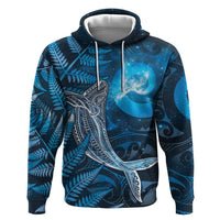New Zealand Matariki Zip Hoodie Maori Koru With Humpback Whale Blue