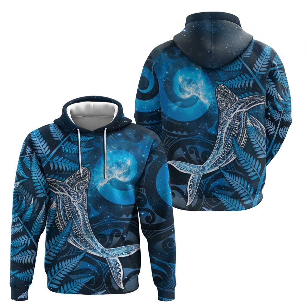 New Zealand Matariki Zip Hoodie Maori Koru With Humpback Whale Blue