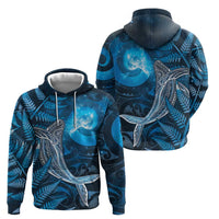 New Zealand Matariki Zip Hoodie Maori Koru With Humpback Whale Blue
