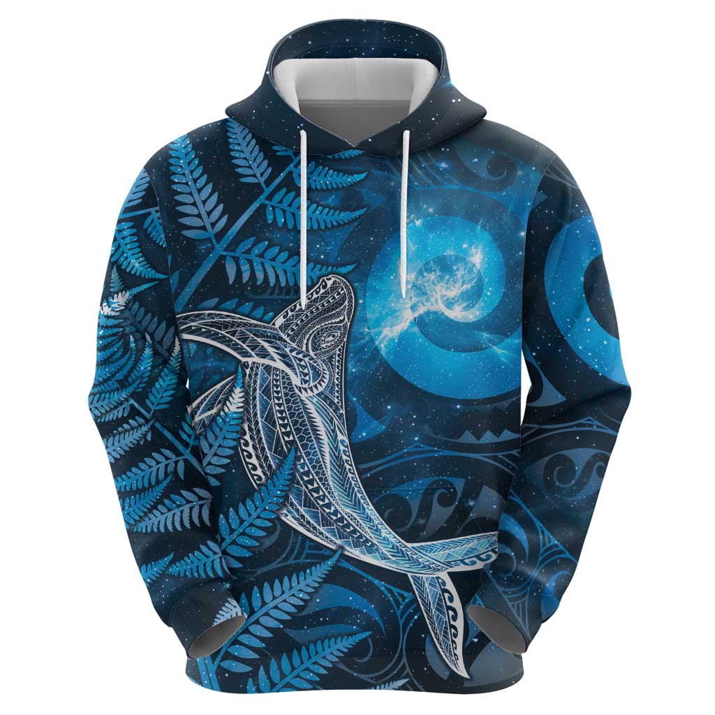 New Zealand Matariki Zip Hoodie Maori Koru With Humpback Whale Blue