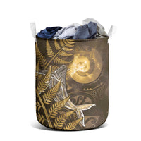 New Zealand Matariki Laundry Basket Maori Koru With Humpback Whale Gold LT05 - Polynesian Pride