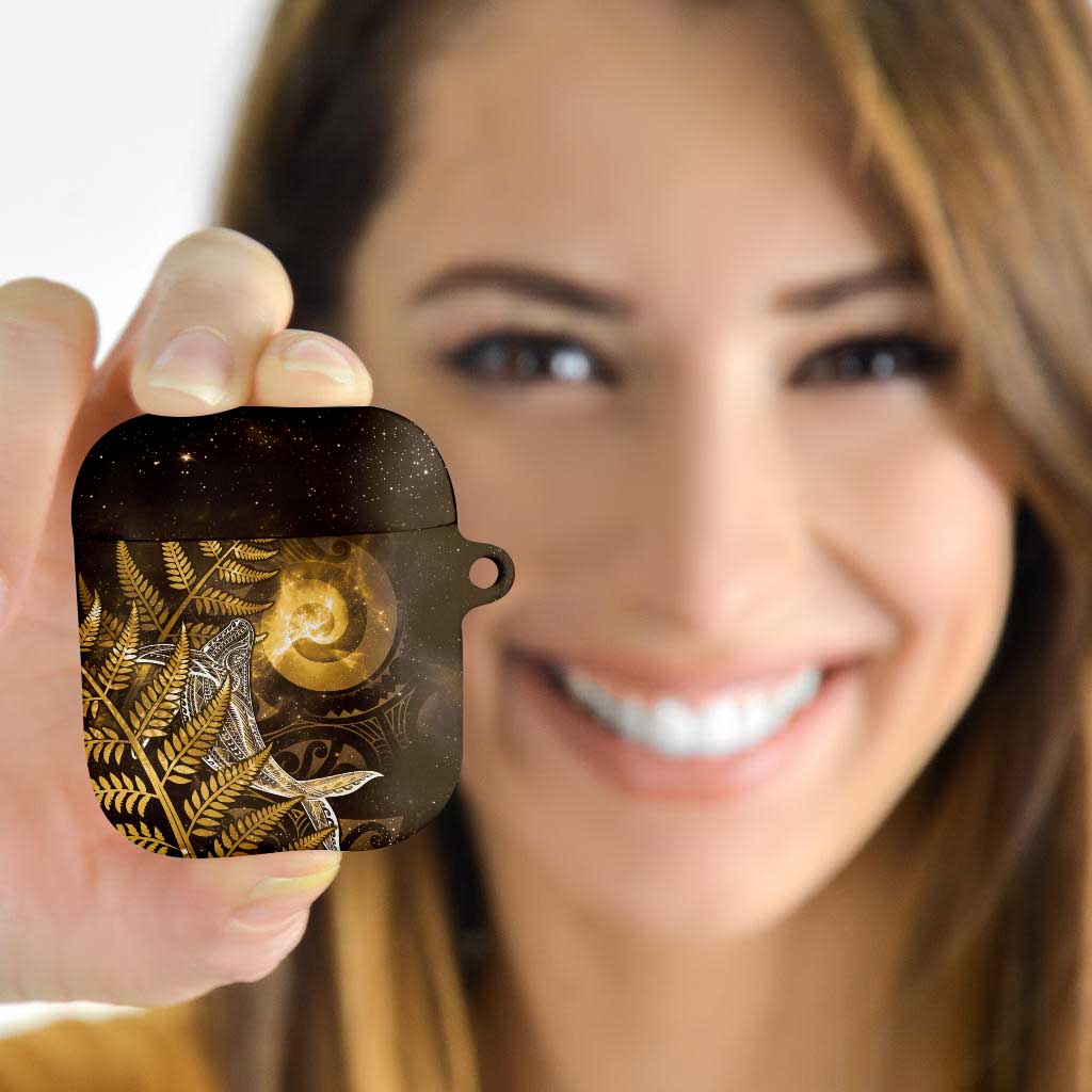 New Zealand Matariki AirPods Case Maori Koru With Humpback Whale Gold LT05 - Polynesian Pride