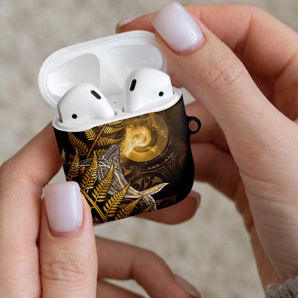 New Zealand Matariki AirPods Case Maori Koru With Humpback Whale Gold LT05 - Polynesian Pride