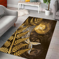 New Zealand Matariki Area Rug Maori Koru With Humpback Whale Gold LT05 - Polynesian Pride