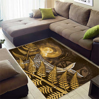 New Zealand Matariki Area Rug Maori Koru With Humpback Whale Gold LT05 - Polynesian Pride