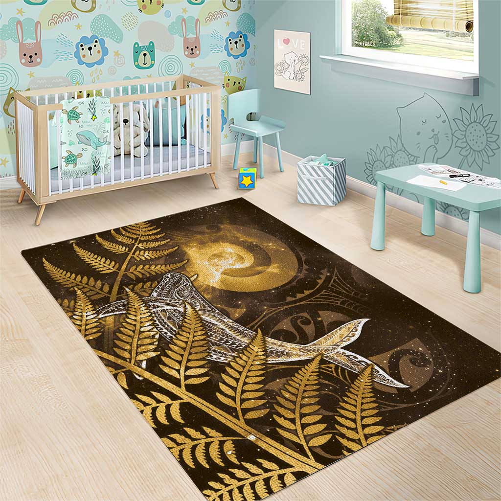 New Zealand Matariki Area Rug Maori Koru With Humpback Whale Gold LT05 - Polynesian Pride