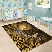 New Zealand Matariki Area Rug Maori Koru With Humpback Whale Gold LT05 - Polynesian Pride
