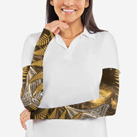 New Zealand Matariki Arm Sleeves Maori Koru With Humpback Whale Gold LT05 - Polynesian Pride