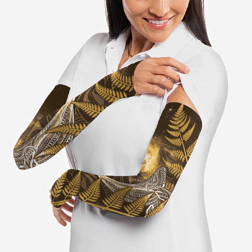 New Zealand Matariki Arm Sleeves Maori Koru With Humpback Whale Gold LT05 - Polynesian Pride