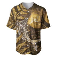 New Zealand Matariki Baseball Jersey Maori Koru With Humpback Whale Gold LT05 Gold - Polynesian Pride