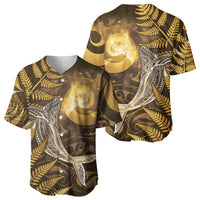 New Zealand Matariki Baseball Jersey Maori Koru With Humpback Whale Gold LT05 - Polynesian Pride