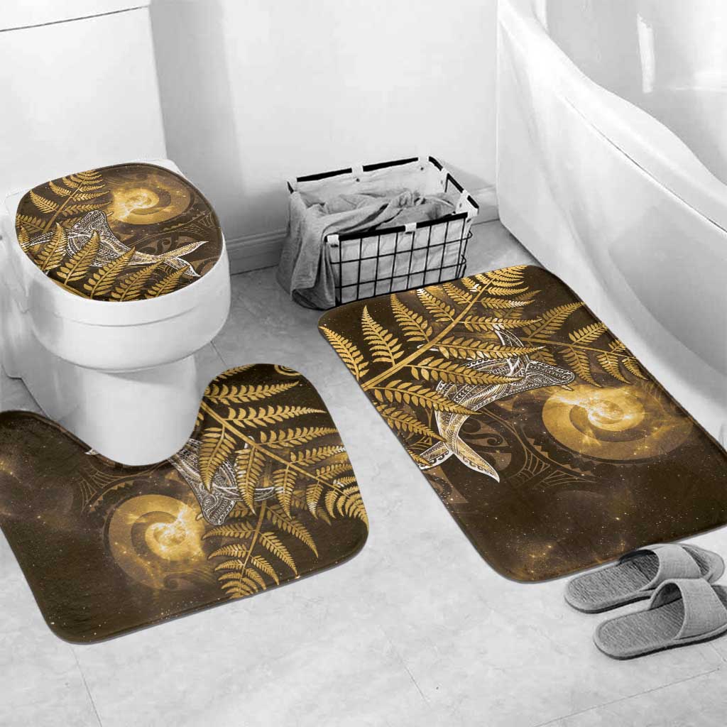 New Zealand Matariki Bathroom Set Maori Koru With Humpback Whale Gold LT05 Mat Set Only (3 pcs) One Size Gold - Polynesian Pride