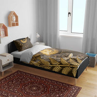 New Zealand Matariki Bedding Set Maori Koru With Humpback Whale Gold LT05 - Polynesian Pride