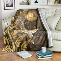 New Zealand Matariki Blanket Maori Koru With Humpback Whale Gold LT05 Gold - Polynesian Pride