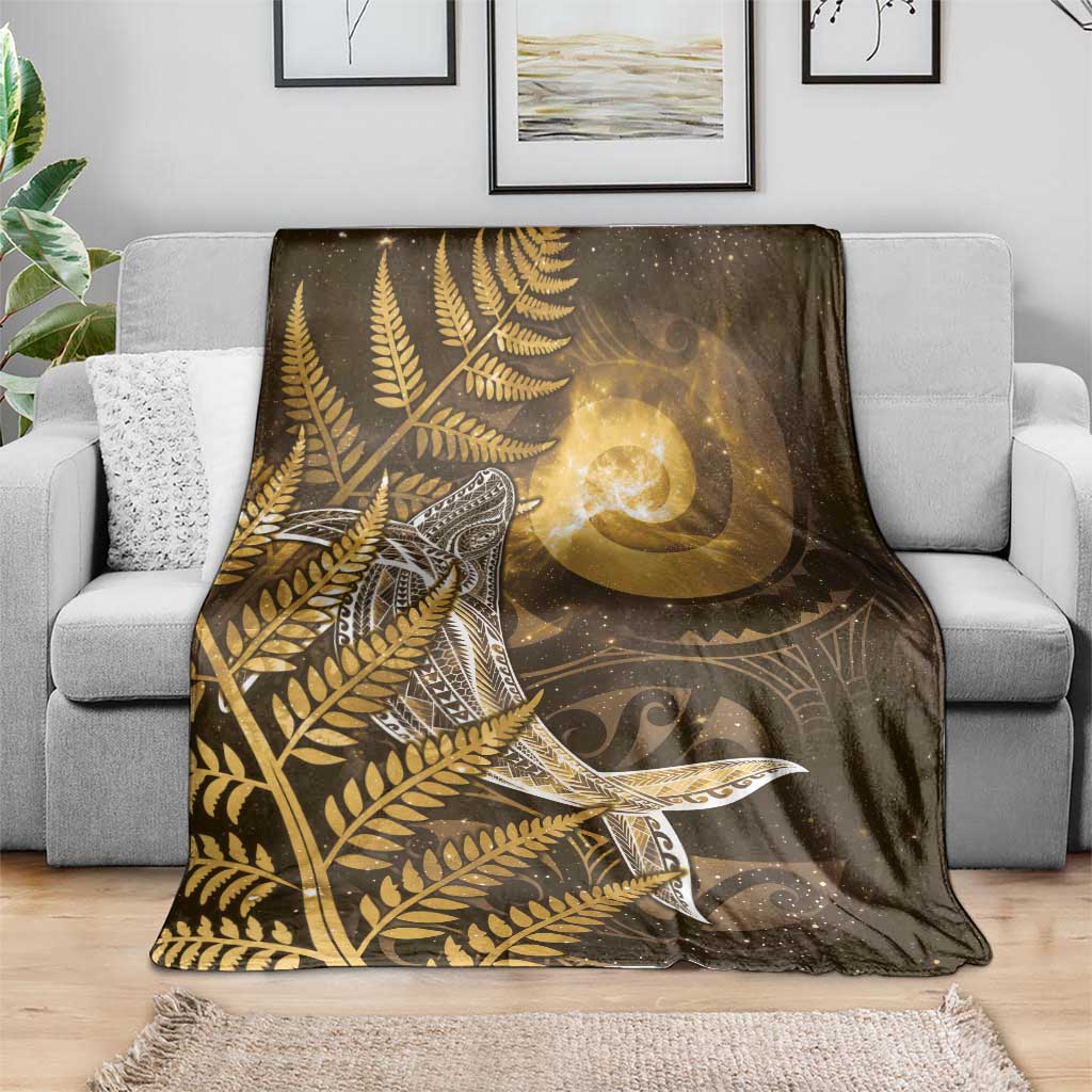 New Zealand Matariki Blanket Maori Koru With Humpback Whale Gold LT05 - Polynesian Pride