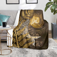 New Zealand Matariki Blanket Maori Koru With Humpback Whale Gold LT05 - Polynesian Pride