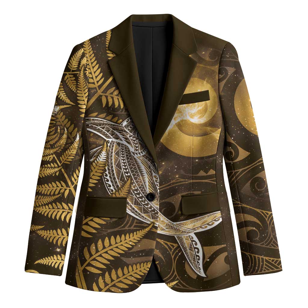 New Zealand Matariki Blazer Maori Koru With Humpback Whale Gold