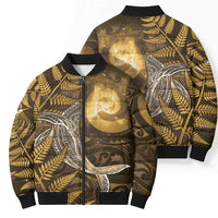 New Zealand Matariki Bomber Puffer Jacket Maori Koru With Humpback Whale Gold LT05 - Polynesian Pride