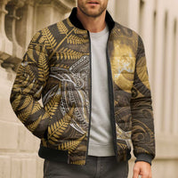 New Zealand Matariki Bomber Puffer Jacket Maori Koru With Humpback Whale Gold LT05 - Polynesian Pride