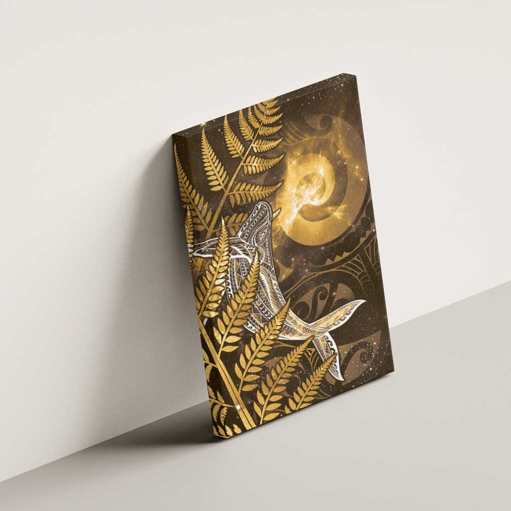 New Zealand Matariki Canvas Wall Art Maori Koru With Humpback Whale Gold LT05 - Polynesian Pride
