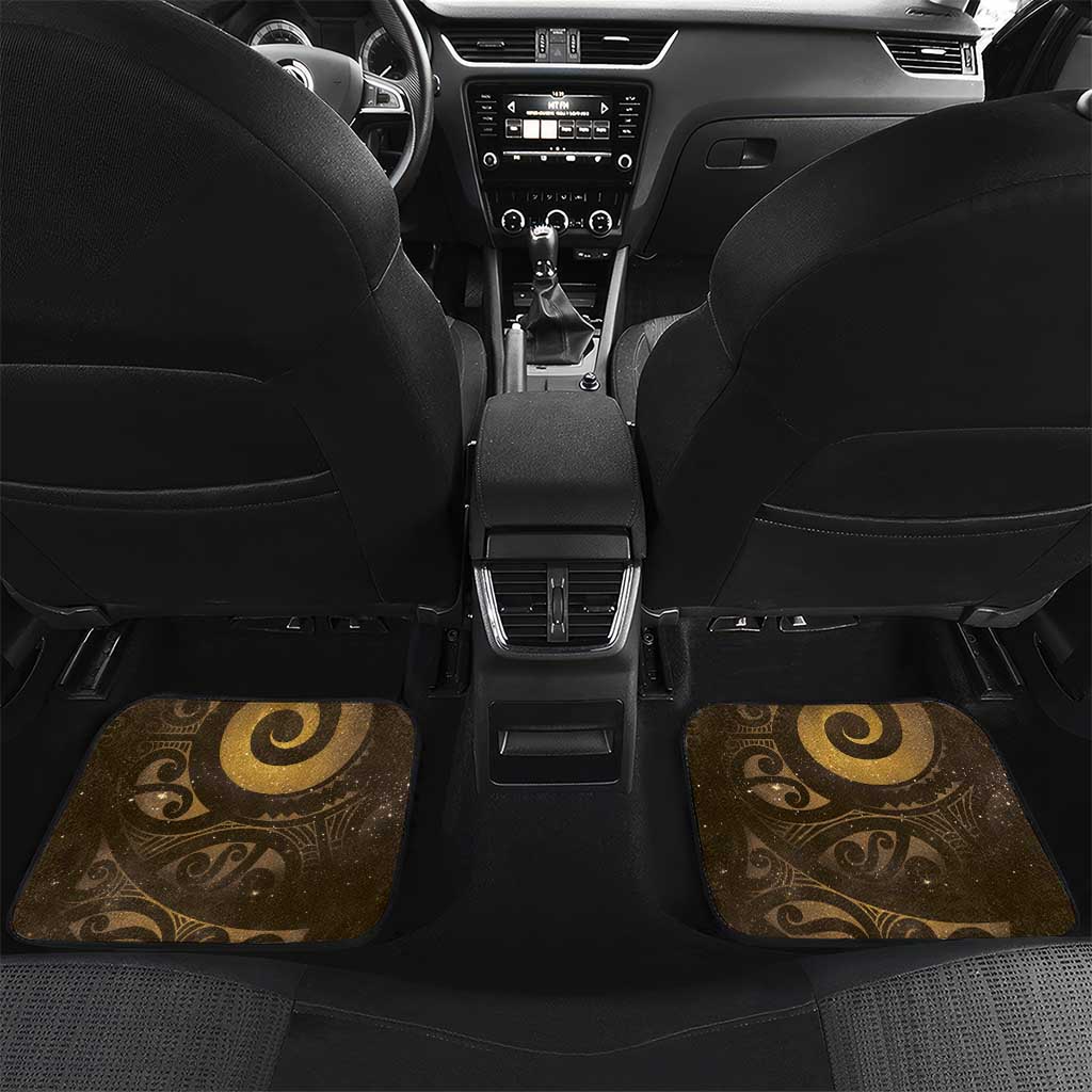 New Zealand Matariki Car Mats Maori Koru With Humpback Whale Gold LT05 Set 2pcs - Back Gold - Polynesian Pride