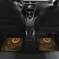 New Zealand Matariki Car Mats Maori Koru With Humpback Whale Gold LT05 Set 2pcs - Back Gold - Polynesian Pride