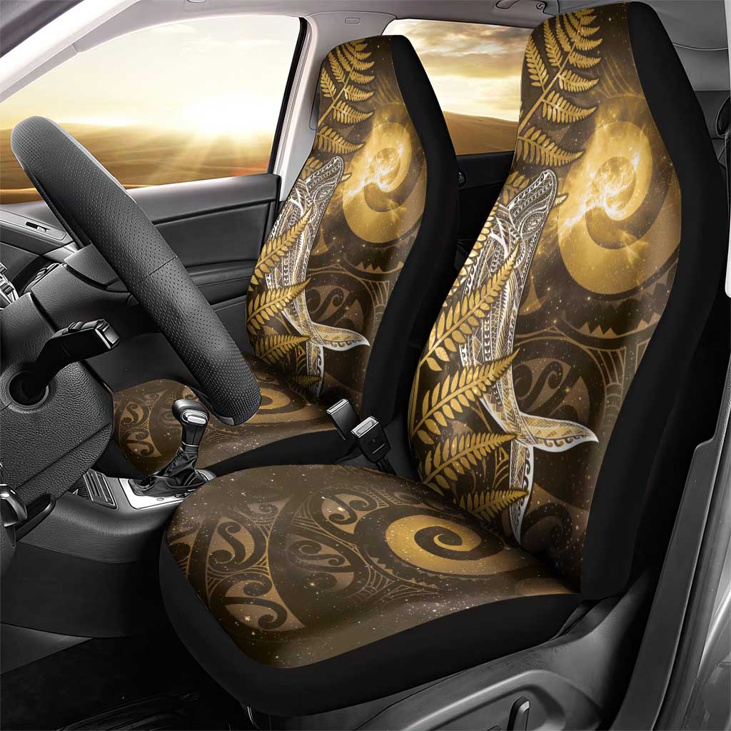 New Zealand Matariki Car Seat Cover Maori Koru With Humpback Whale Gold LT05 - Polynesian Pride