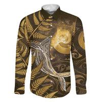New Zealand Matariki Family Matching Puletasi and Hawaiian Shirt Maori Koru With Humpback Whale Gold